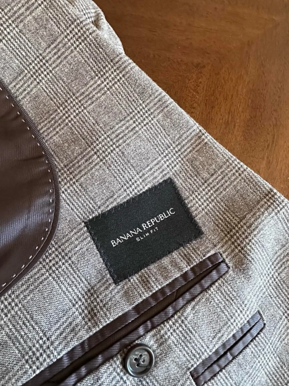 Banana Republic Gray Glen Plaid Sport Coat Blazer Men’s 44R Slim Fit
